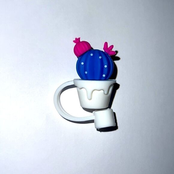 Blue Pink Cactus Straw Cover - Picture 1 of 2